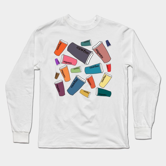 Cawfee Pattern Long Sleeve T-Shirt by The E Hive Design